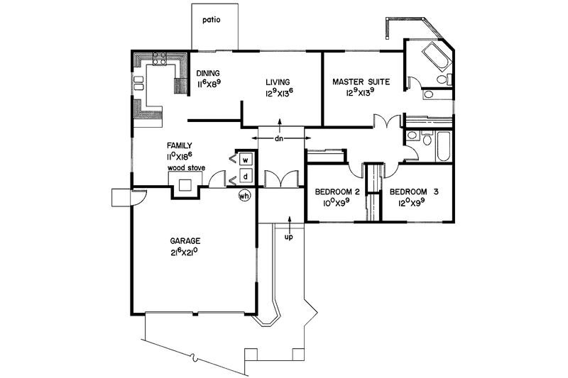 Dream House Plan - Floor Plan - Main Floor for Ranch House Plan #60-863 - 3 bed, 2 bath
