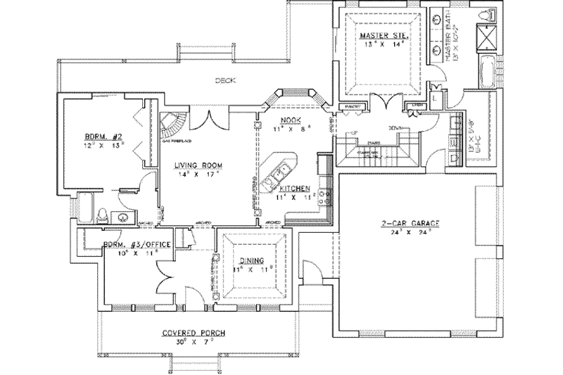 Dream House Plan - Floor Plan - Main Floor for Colonial House Plan #117-161 - 3 bed, 2 bath