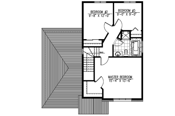 Floor Plan - Upper Floor House Plan #138-218 - 3 bed, 1 bath