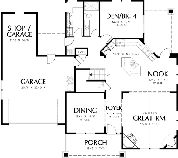 Dream House Plan - Craftsman Floor Plan - Main Floor Plan #48-844