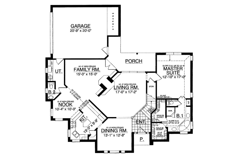 Home Plan - Floor Plan - Main Floor for European House Plan #40-450 - 3 bed, 2.5 bath