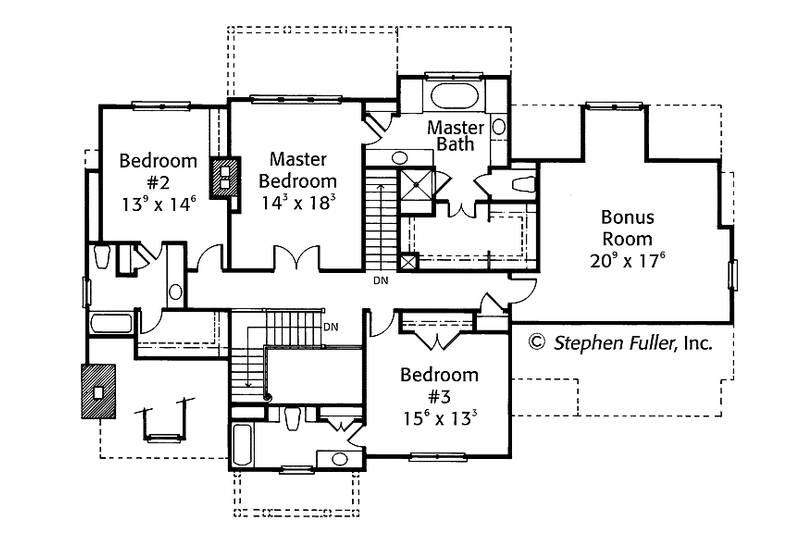 Home Plan - Floor Plan - Upper Floor for Colonial House Plan #429-343 - 4 bed, 4 bath