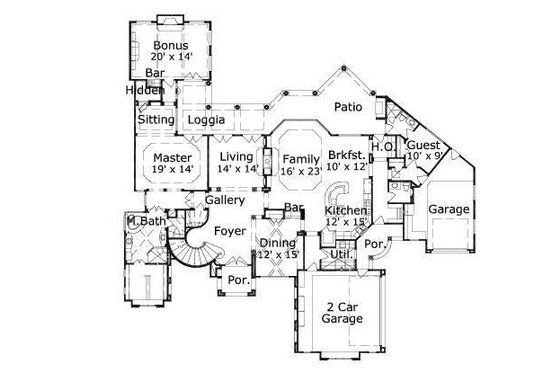 Floor Plan - Main Floor for European House Plan #411-457 - 5 bed, 5.5 bath