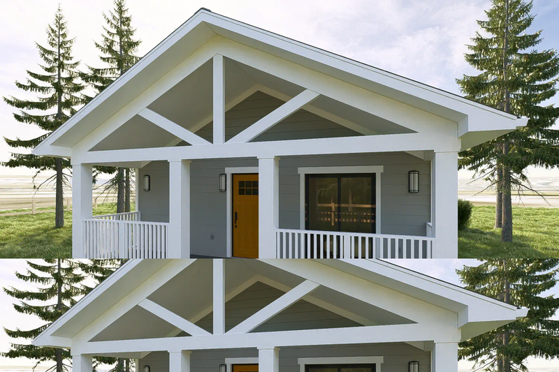 House Plan Design - Exterior - Rear Elevation for Cottage House Plan #126-281 - 1 bed, 1 bath