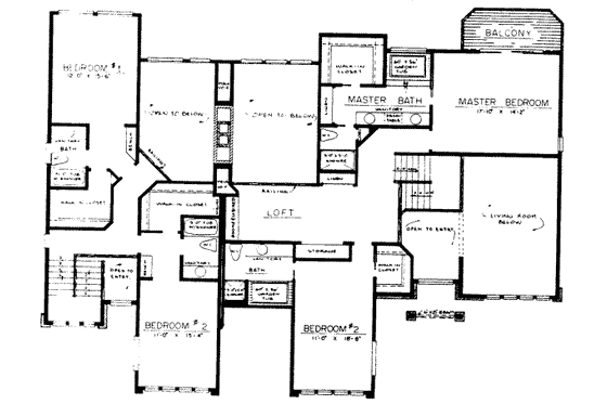 Floor Plan - Upper Floor for Modern House Plan #303-426 - 2 bed, 2.5 bath