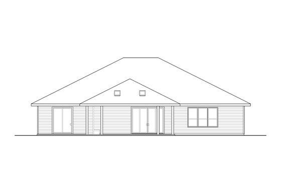 Exterior - Rear Elevation for Prairie House Plan #124-1214 - 3 bed, 2.5 bath