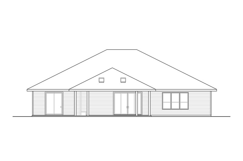 House Design - Exterior - Rear Elevation for Prairie House Plan #124-1214 - 3 bed, 2.5 bath