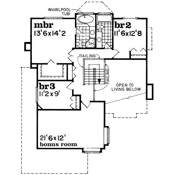 Traditional Floor Plan - Upper Floor Plan #47-543