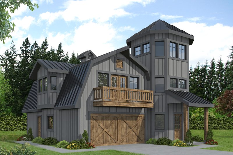 Architectural House Design - Barndominium Exterior - Front Elevation Plan #117-1073