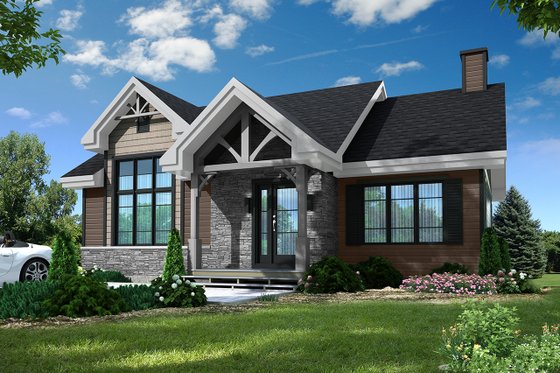 Exterior - Front Elevation 3 for Craftsman House Plan #23-2664 - 2 bed, 1 bath