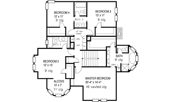 Architectural House Design - Victorian Floor Plan - Upper Floor Plan #410-104
