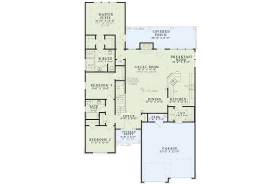 Floor Plan - Main Floor for Craftsman House Plan #17-2676 - 4 bed, 3 bath