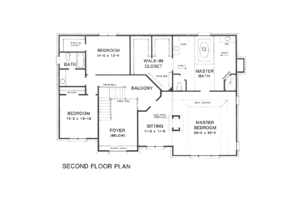 Floor Plan - Upper Floor for European House Plan #10-203 - 3 bed, 2.5 bath