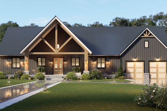 Exterior - Front Elevation 5 for Farmhouse House Plan #54-678 - 3 bed, 3.5 bath