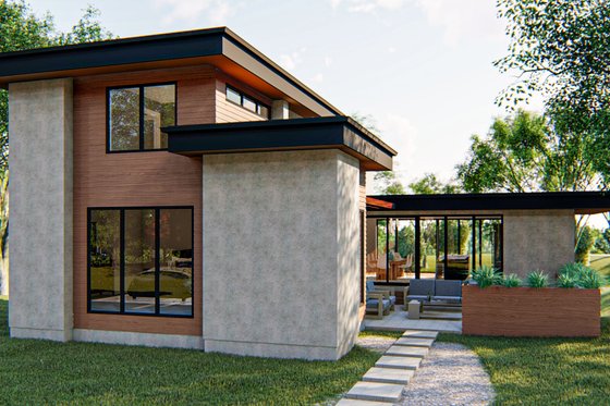 Exterior - Rear Elevation for Contemporary House Plan #455-209 - 3 bed, 2.5 bath