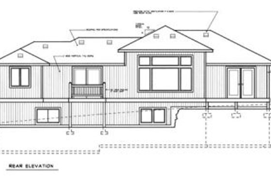 Exterior - Rear Elevation for Traditional House Plan #100-217 - 3 bed, 2.5 bath