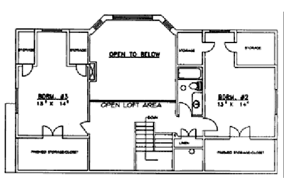 Floor Plan - Upper Floor for Bungalow House Plan #117-584 - 3 bed, 2.5 bath