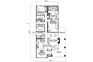 Floor Plan - Main Floor for Craftsman House Plan #137-267 - 3 bed, 2 bath