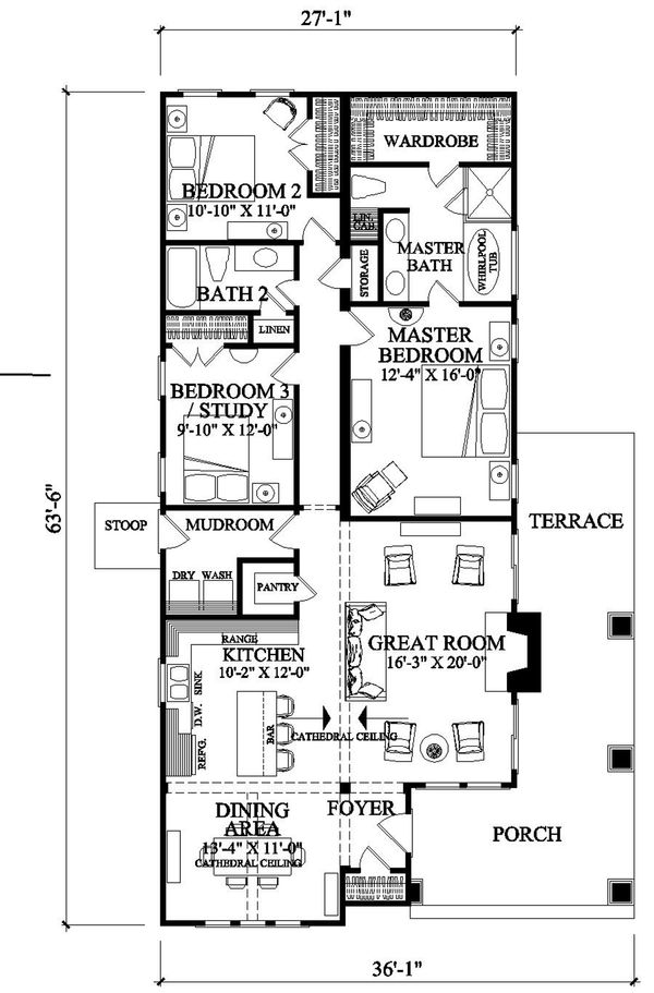 Home Plan - Craftsman Floor Plan - Main Floor Plan #137-267