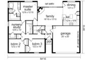 Traditional Style House Plan - 3 Beds 2 Baths 1610 Sq/Ft Plan #84-203 