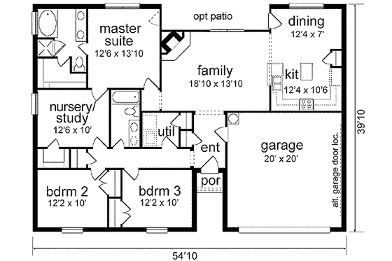 Floor Plan - Main Floor for Traditional House Plan #84-203 - 3 bed, 2 bath