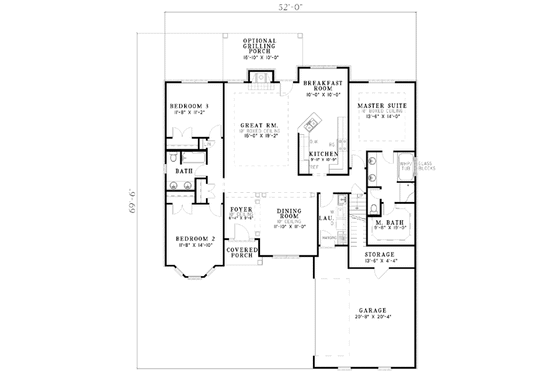 Floor Plan - Main Floor for European House Plan #17-1125 - 3 bed, 2 bath
