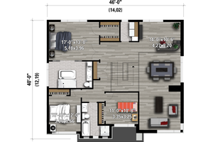 Floor Plan - Upper Floor for Contemporary House Plan #25-4903 - 3 bed, 2.5 bath