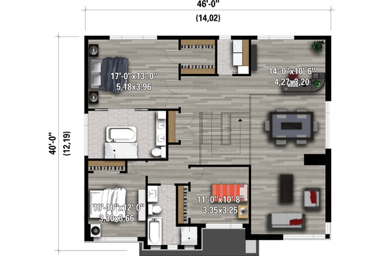 Floor Plan - Upper Floor for Contemporary House Plan #25-4903 - 3 bed, 2.5 bath
