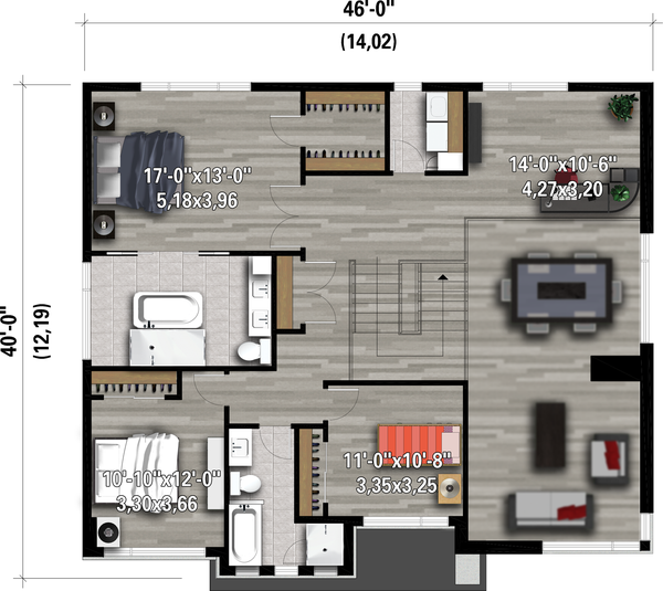 Contemporary Floor Plan - Upper Floor Plan #25-4903