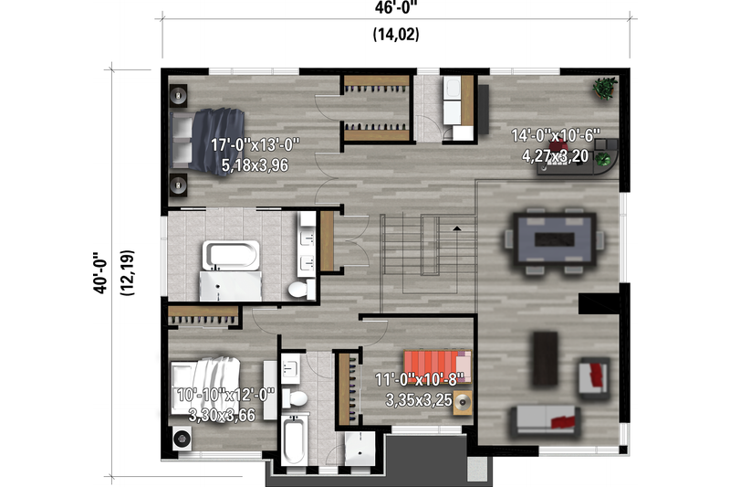 Architectural House Design - Floor Plan - Upper Floor for Contemporary House Plan #25-4903 - 3 bed, 2.5 bath