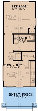 Floor Plan - Main Floor for Craftsman House Plan #923-221 - 1 bed, 1 bath