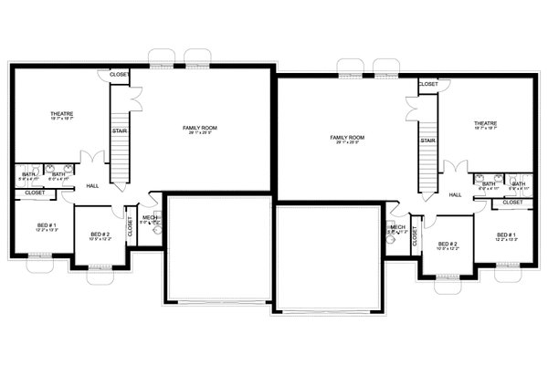 Traditional Floor Plan - Lower Floor Plan #1060-204