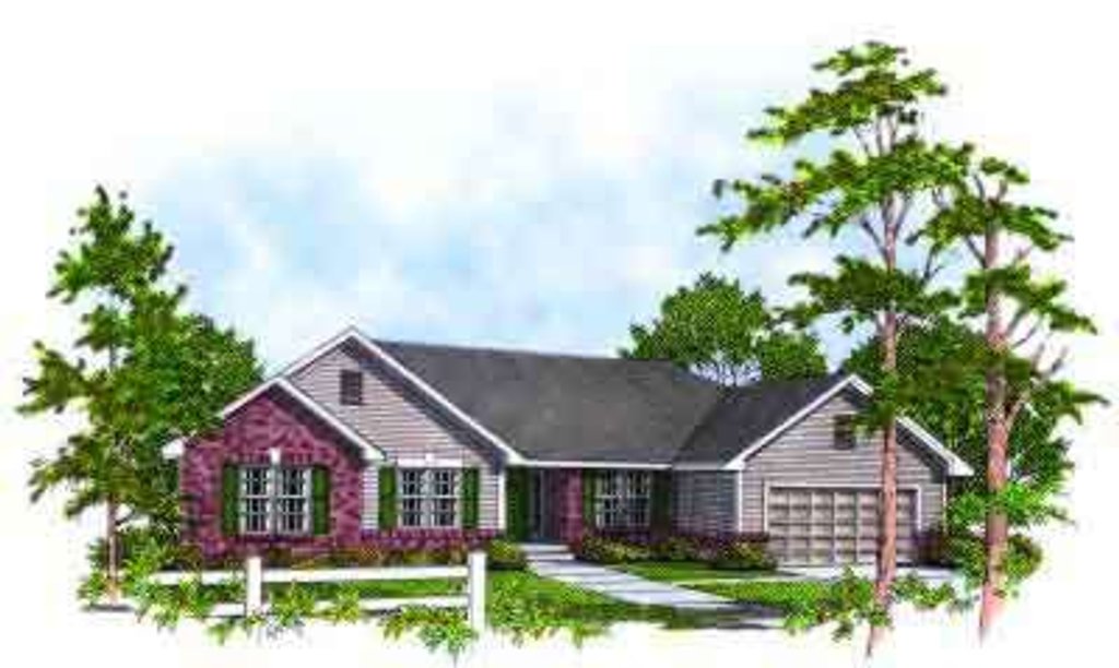 Exterior - Front Elevation 2 for Ranch House Plan #70-650 - 3 bed, 2 bath