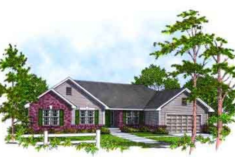 Exterior - Front Elevation 2 for Ranch House Plan #70-650 - 3 bed, 2 bath