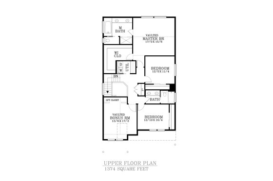 Floor Plan - Upper Floor for Craftsman House Plan #53-521 - 5 bed, 2.5 bath