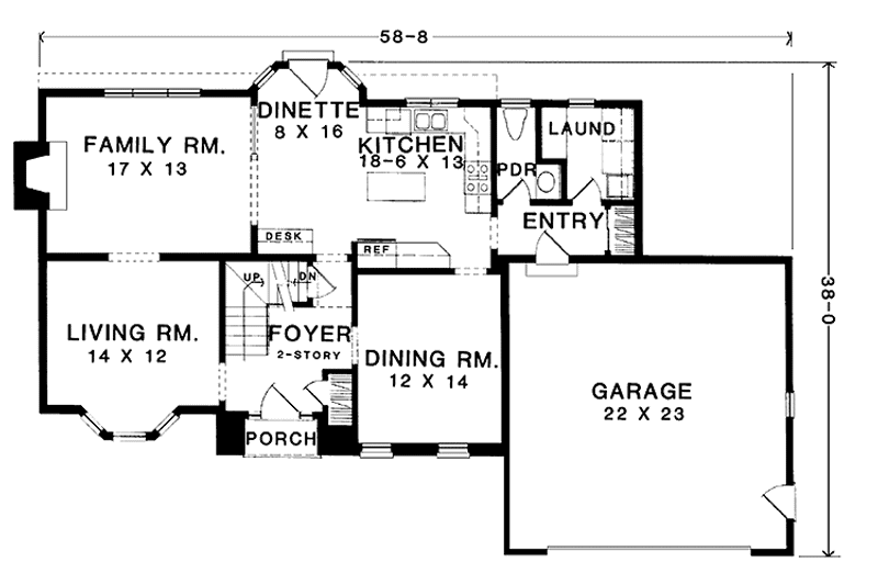 Home Plan - Floor Plan - Main Floor for Colonial House Plan #1001-95 - 4 bed, 2.5 bath