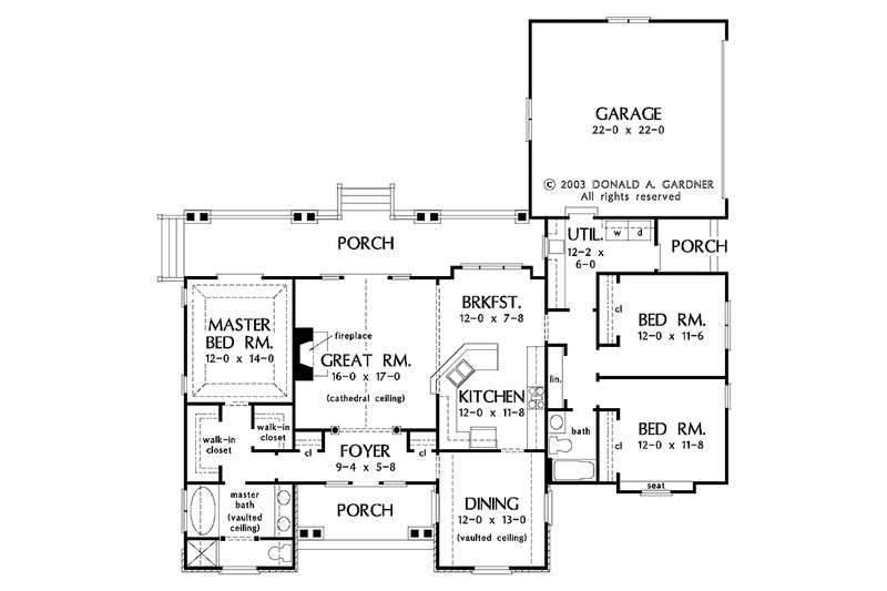 Home Plan - Floor Plan - Main Floor for Country House Plan #929-86 - 3 bed, 2 bath