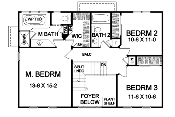 Floor Plan - Upper Floor for Traditional House Plan #328-372 - 3 bed, 2.5 bath