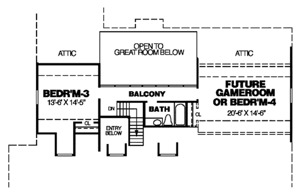 Dream House Plan - Country Floor Plan - Upper Floor Plan #34-266