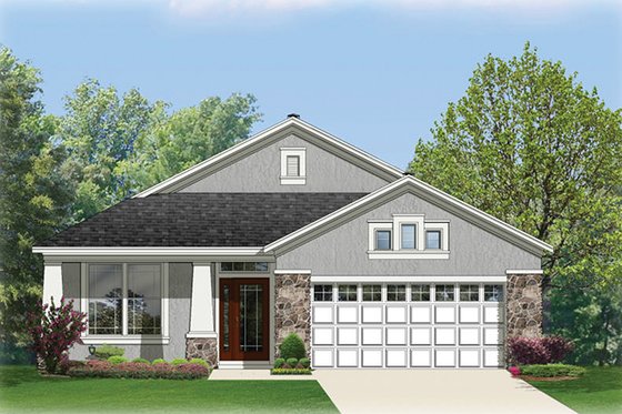 Exterior - Front Elevation 3 for Craftsman House Plan #1058-67 - 3 bed, 2 bath