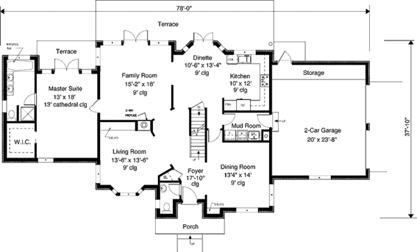 Architectural House Design - European Floor Plan - Main Floor Plan #3-293