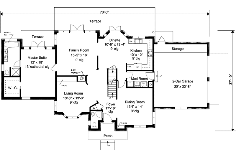Home Plan - Floor Plan - Main Floor for European House Plan #3-293 - 6 bed, 3.5 bath