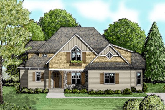 Exterior - Front Elevation for Craftsman House Plan #413-847 - 4 bed, 3.5 bath