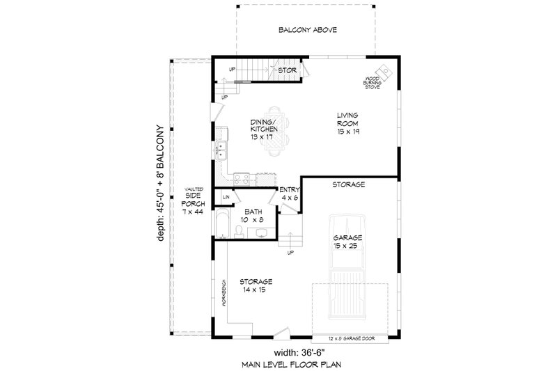 House Plan Design - Floor Plan - Main Floor for Traditional House Plan #932-506 - 1 bed, 2 bath