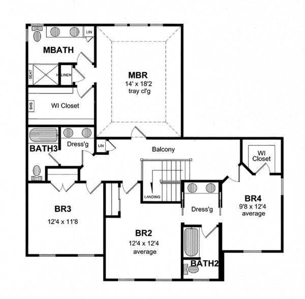 House Design - Colonial Floor Plan - Upper Floor Plan #316-279