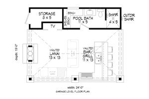 Floor Plan - Main Floor for Country House Plan #932-114, 1 bath