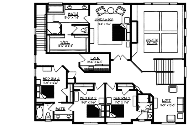 Dream House Plan - Craftsman Floor Plan - Upper Floor Plan #320-1473