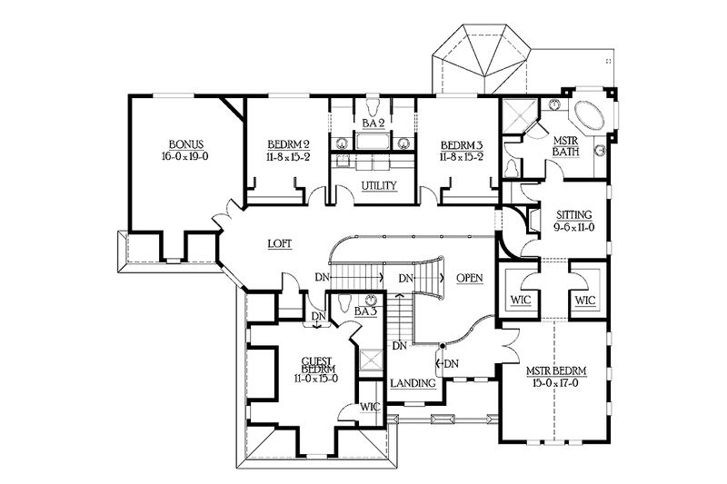 Home Plan - Floor Plan - Upper Floor for Craftsman House Plan #132-506 - 6 bed, 5.5 bath