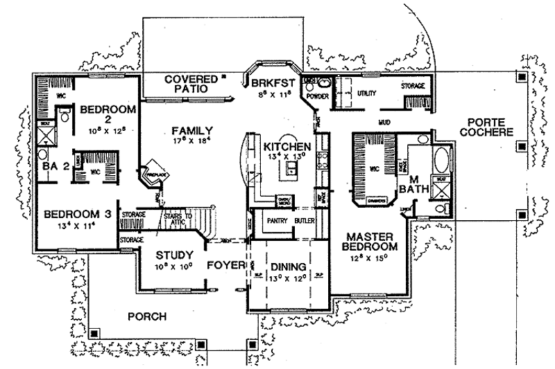House Blueprint - Floor Plan - Main Floor for Country House Plan #472-294 - 3 bed, 2.5 bath