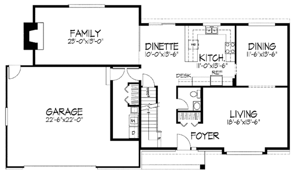 Home Plan - Tudor Floor Plan - Main Floor Plan #51-822